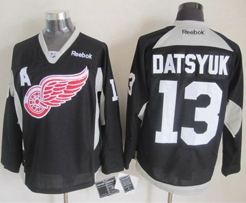 Red Wings #13 Pavel Datsyuk Black Practice Stitched NHL Jersey