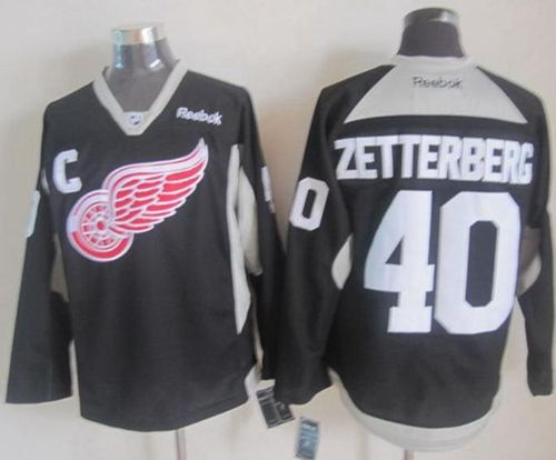 Red Wings #40 Henrik Zetterberg Black Practice Stitched NHL Jersey