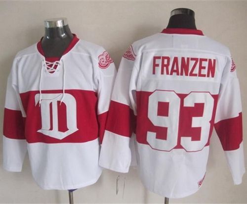 Red Wings #93 Johan Franzen White Winter Classic CCM Throwback Stitched NHL Jersey