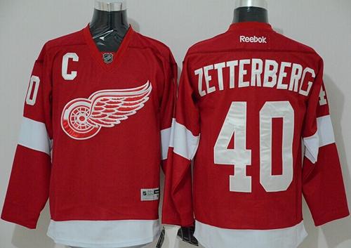 Red Wings #40 Henrik Zetterberg Red Stitched NHL Jersey