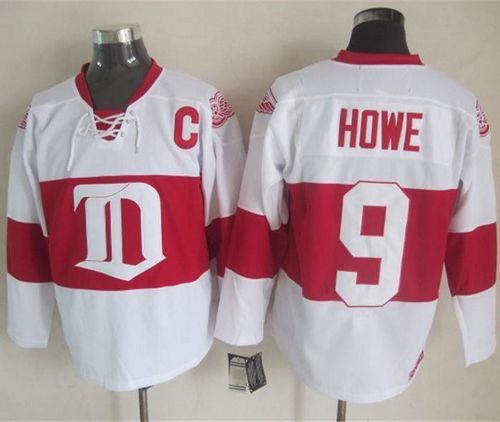 Red Wings #9 Gordie Howe White Winter Classic CCM Throwback Stitched NHL Jersey