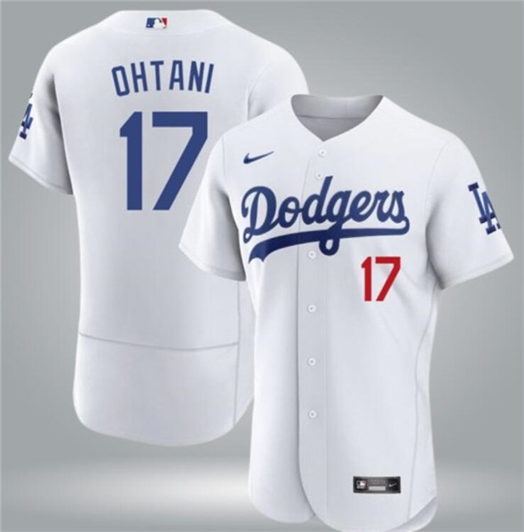 Men's Los Angeles Dodgers #17 Shohei Ohtani White Flex Base Stitched Baseball Jersey