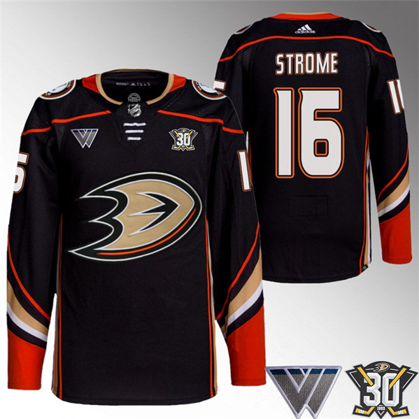 Men's Anaheim Ducks #16 Ryan Strome Black 30th Anniversary Stitched Jersey