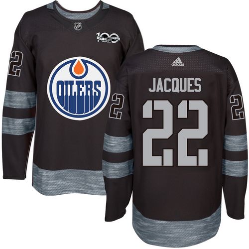 Oilers #22 Jean-Francois Jacques Black 1917-2017 100th Anniversary Stitched NHL Jersey