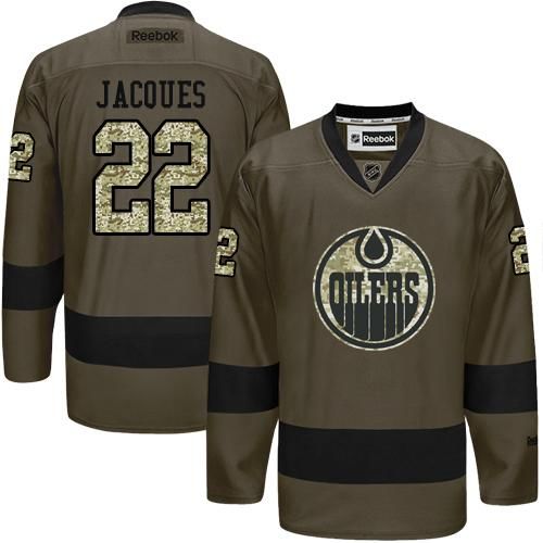 Oilers #22 Jean-Francois Jacques Green Salute to Service Stitched NHL Jersey