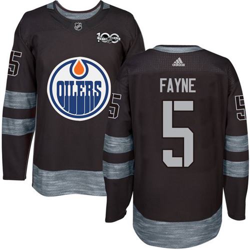 Oilers #5 Mark Fayne Black 1917-2017 100th Anniversary Stitched NHL Jersey