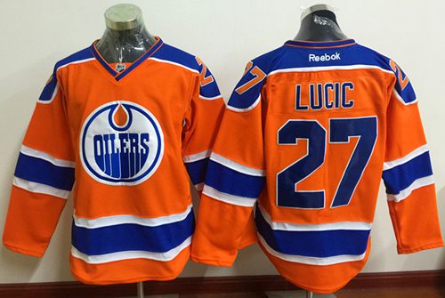 Oilers #27 Milan Lucic Orange Stitched NHL Jersey