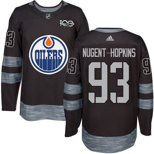 Oilers #93 Ryan Nugent-Hopkins Black 1917-2017 100th Anniversary Stitched NHL Jersey