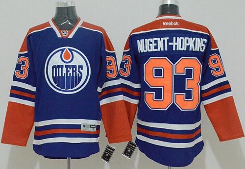 Oilers #93 Nugent-Hopkins Ligtht Blue Stitched NHL Jersey
