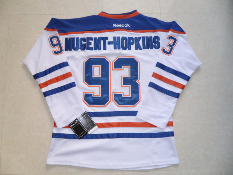 Oilers #93 Nugent-Hopkins White Stitched NHL Jersey
