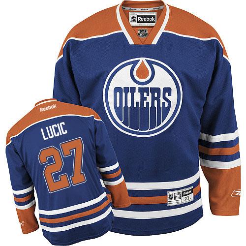 Oilers #27 Milan Lucic Light Blue Home Stitched NHL Jersey