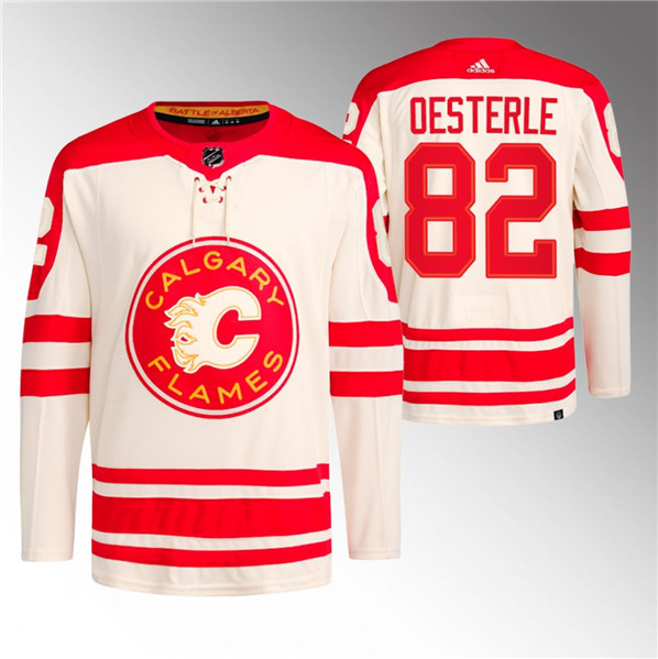 Men's Calgary Flames #82 Jordan Oesterle 2023 Cream Classic Primegreen Stitched Jersey