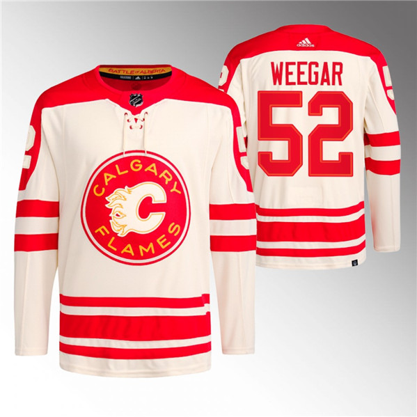 Men's Calgary Flames #52 MacKenzie Weegar 2023 Cream Classic Primegreen Stitched Jersey