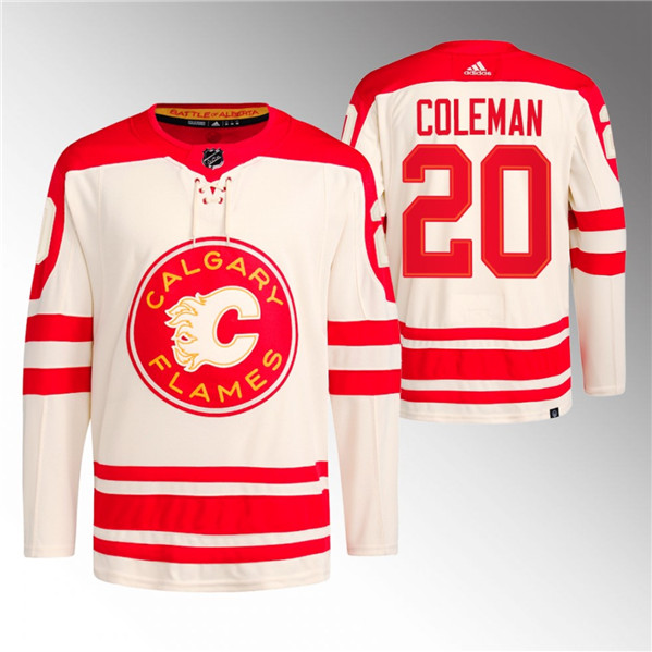 Men's Calgary Flames #20 Blake Coleman 2023 Cream Classic Primegreen Stitched Jersey