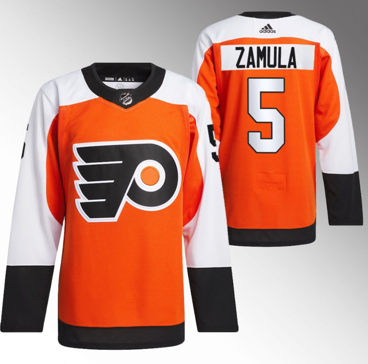 Men's Philadelphia Flyers #5 Egor Zamula 2023-24 Orange Stitched Jersey