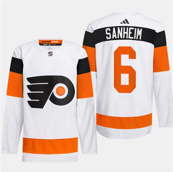 Men's Philadelphia Flyers #6 Travis Sanheim White 2024 Stadium Series Stitched Jersey