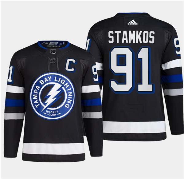 Men's Tampa Bay Lightning #91 Steven Stamkos Black Alternate Premier Breakaway Stitched Jersey