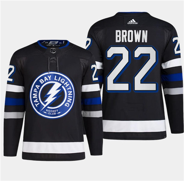 Men's Tampa Bay Lightning #22 Logan Brown Black Alternate Premier Breakaway Stitched Jersey