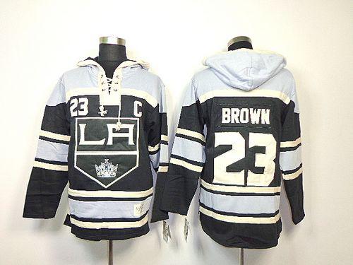 Kings #23 Dustin Brown Black Sawyer Hooded Sweatshirt Stitched NHL Jersey