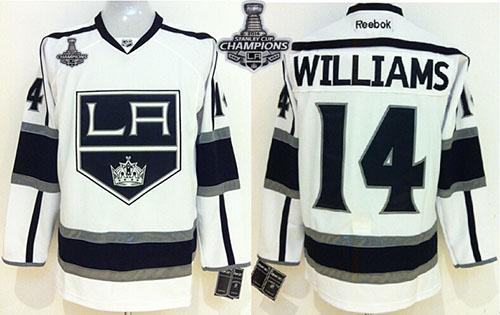 Kings #14 Justin Williams White 2014 Stanley Cup Champions Stitched NHL Jersey