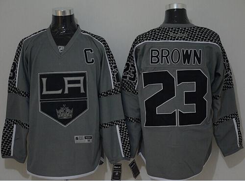 Kings #23 Dustin Brown Charcoal Cross Check Fashion Stitched NHL Jersey