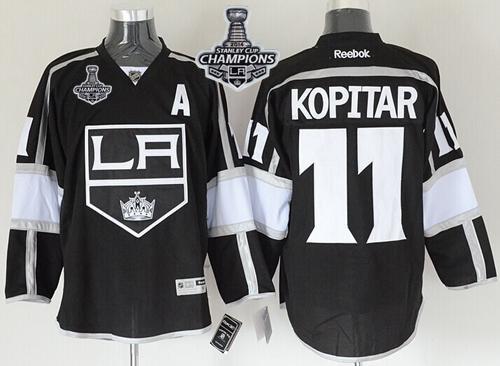 Kings #11 Anze Kopitar Black Home 2014 Stanley Cup Champions Stitched NHL Jersey