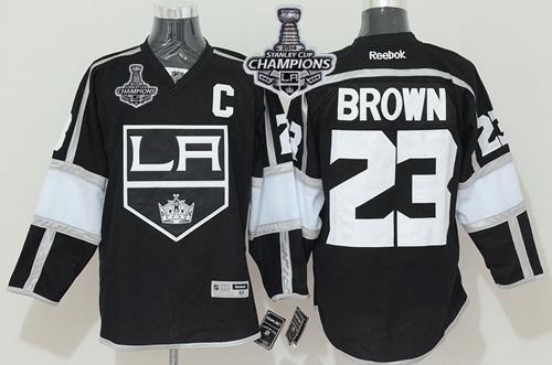 Kings #23 Dustin Brown Black Home 2014 Stanley Cup Champions Stitched NHL Jersey