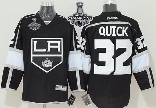 Kings #32 Jonathan Quick Black Home 2014 Stanley Cup Champions Stitched NHL Jersey