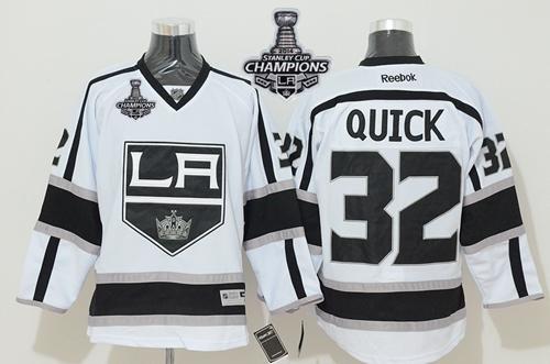 Kings #32 Jonathan Quick White Road 2014 Stanley Cup Champions Stitched NHL Jersey