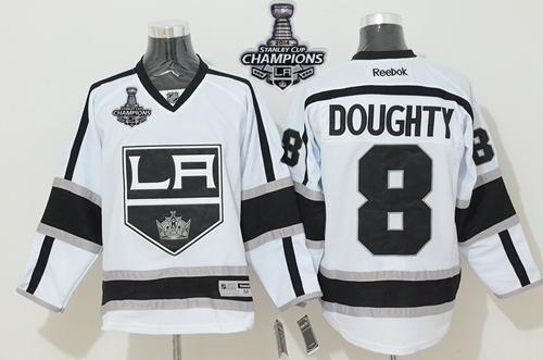 Kings #8 Drew Doughty White Road 2014 Stanley Cup Champions Stitched NHL Jersey