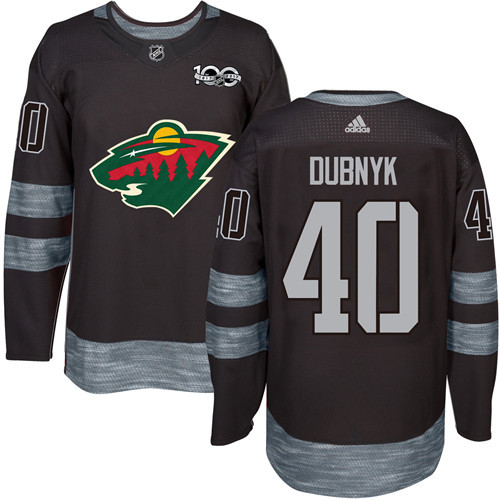 Wild #40 Devan Dubnyk Black 1917-2017 100th Anniversary Stitched NHL Jersey