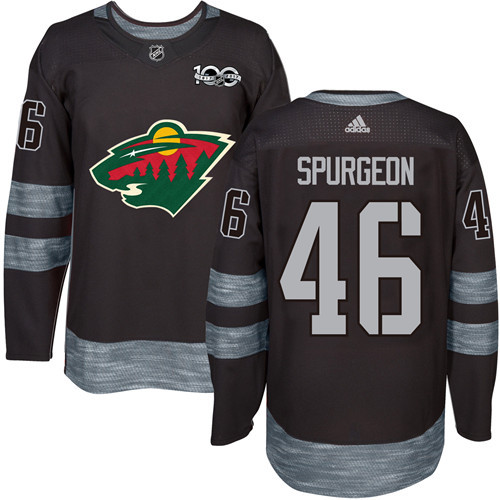 Wild #46 Jared Spurgeon Black 1917-2017 100th Anniversary Stitched NHL Jersey