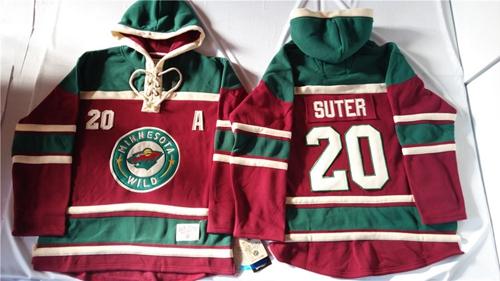 Wild #20 Ryan Suter Red Sawyer Hooded Sweatshirt Stitched NHL Jersey
