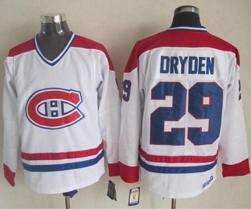 Canadiens #29 Ken Dryden White CH-CCM Throwback Stitched NHL Jersey