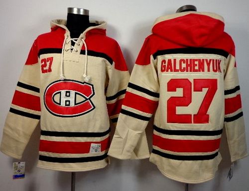 Canadiens #27 Alex Galchenyuk Cream Sawyer Hooded Sweatshirt Stitched NHL Jersey