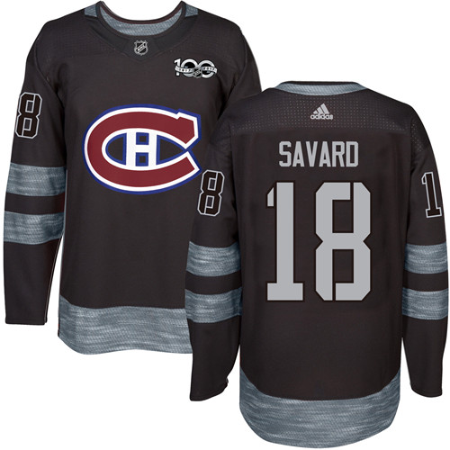 Canadiens #18 Serge Savard Black 1917-2017 100th Anniversary Stitched NHL Jersey