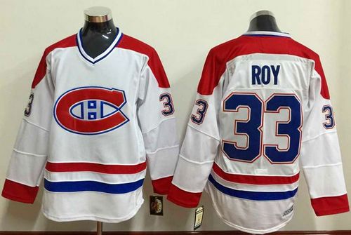 Canadiens #33 Patrick Roy White Stitched NHL Jersey