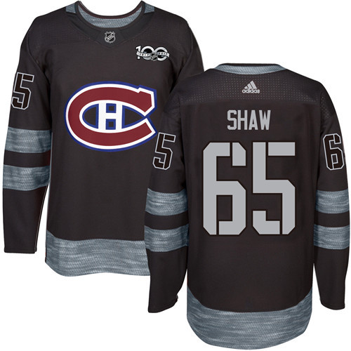 Canadiens #65 Andrew Shaw Black 1917-2017 100th Anniversary Stitched NHL Jersey