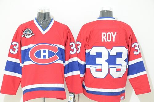 Canadiens #33 Patrick Roy Red CCM Throwback Stitched NHL Jersey