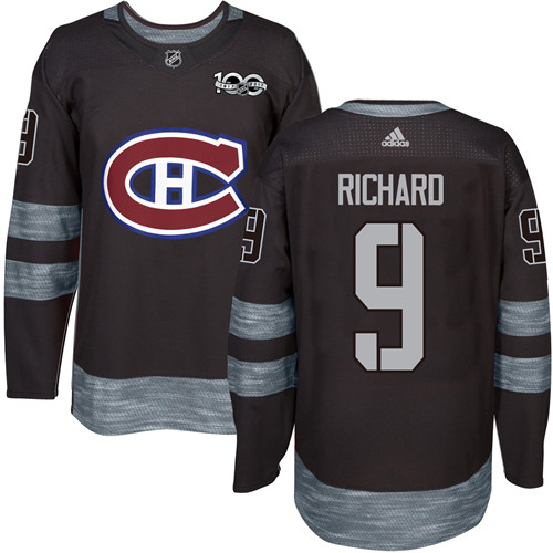 Canadiens #9 Maurice Richard Black 1917-2017 100th Anniversary Stitched NHL Jersey