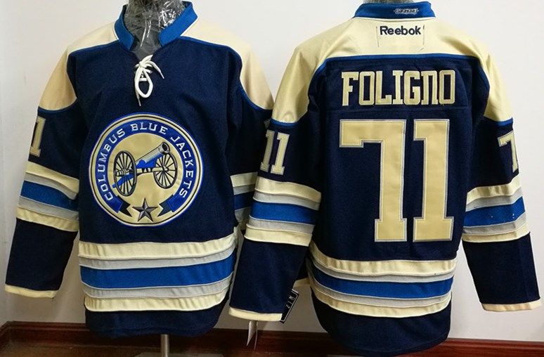 Men's Columbus Blue Jackets #71 Nick Foligno Navy Blue Alternate Stitched NHL Jersey