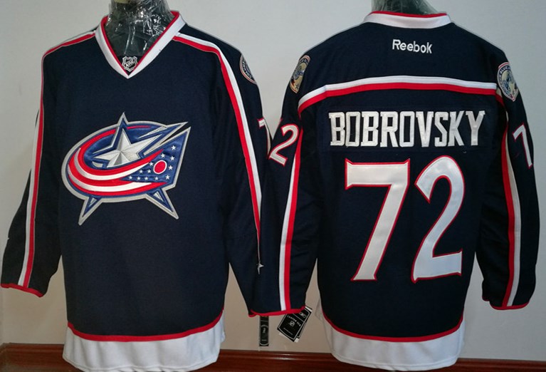 Men's Columbus Blue Jackets #72 Sergei Bobrovsky Navy Blue Home Stitched NHL Jersey