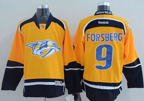 Predators #9 Filip Forsberg Yellow Home Stitched NHL Jersey