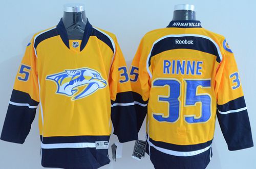 Predators #35 Pekka Rinne Yellow Home Stitched NHL Jersey