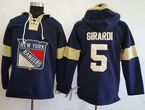 Rangers #5 Dan Girardi Navy Blue Pullover Hoodie Stitched NHL Jersey