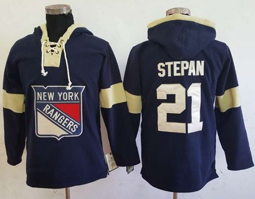 Rangers #21 Derek Stepan Navy Blue Pullover Hoodie Stitched NHL Jersey