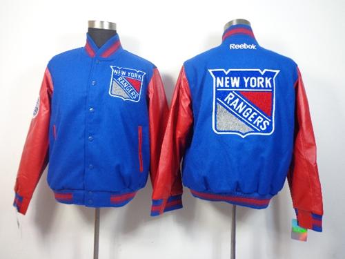 New York Rangers Satin Button-Up Blue NHL Jacket
