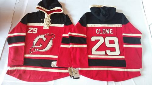 Devils #29 Ryane Clowe Red Sawyer Hooded Sweatshirt Stitched NHL Jersey