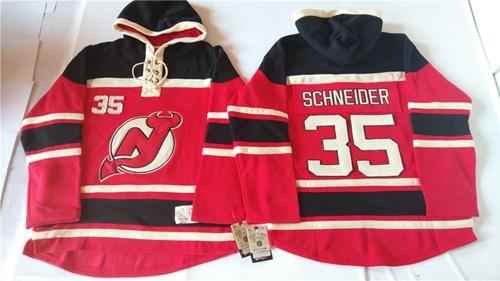 Devils #35 Cory Schneider Red Sawyer Hooded Sweatshirt Stitched NHL Jersey