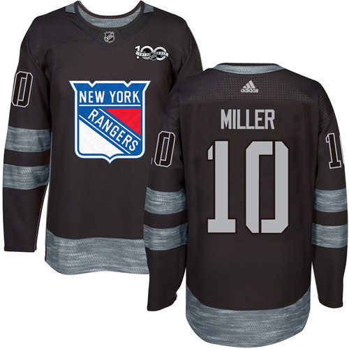 Rangers #10 J.T. Miller Black 1917-2017 100th Anniversary Stitched NHL Jersey